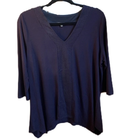 Adrianna Papell Embroidered Top Handkerchief‎ Flattering Blouse Size 1X Flutter - Picture 1 of 10